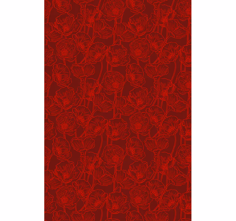 Papel tapiz flores amapolas artísticas con tallos - TenVinilo