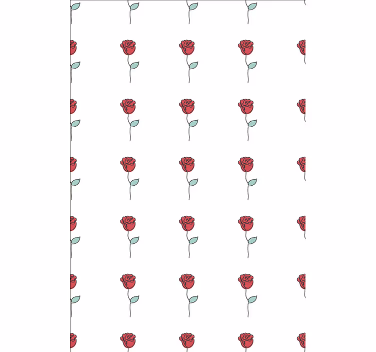 Papel tapiz flores diseño de arte lineal rosa roja - TenVinilo