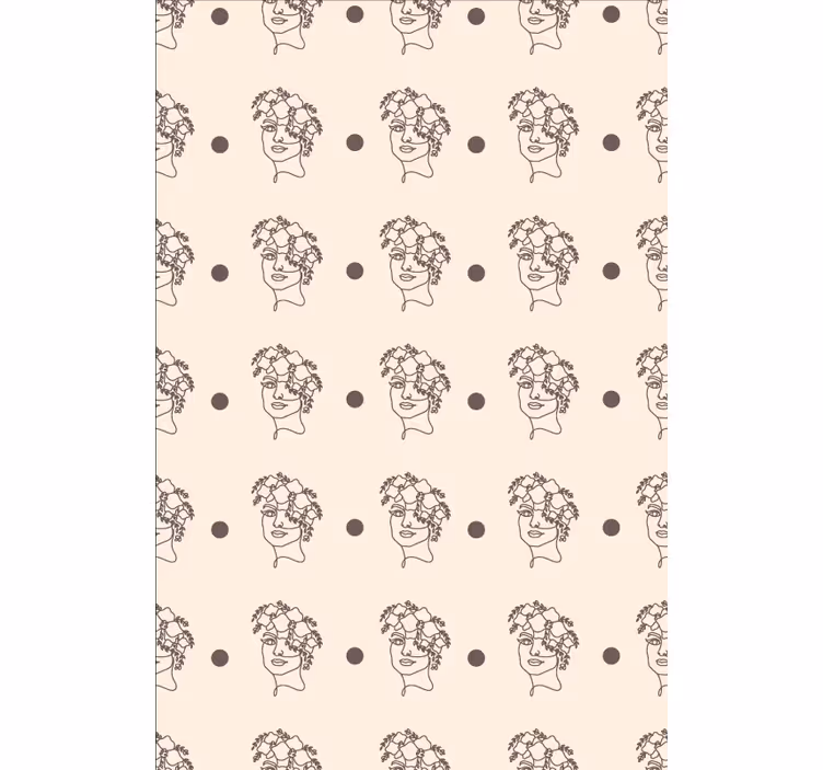 Papel tapiz flores silueta minimalista mujer floral - TenVinilo
