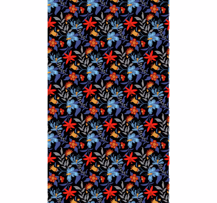 Papel tapiz floral 'tricot' negro - TenVinilo
