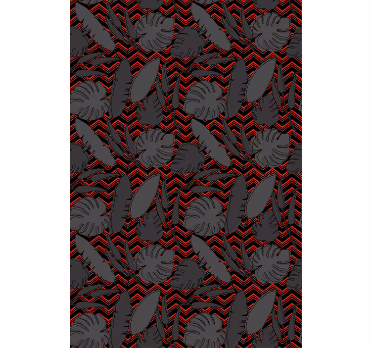 Papel tapiz recámara matrimonial patrón zig zag gris rojo - TenVinilo