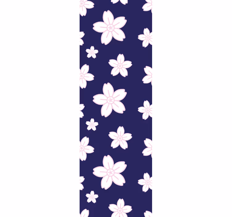 Papel tapiz para recámara fondo azul flores ciruelo - TenVinilo