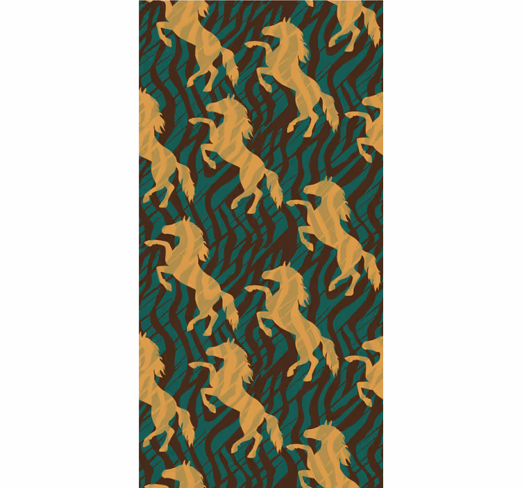 Papel tapiz para recámara caballo verde y marrón - TenVinilo