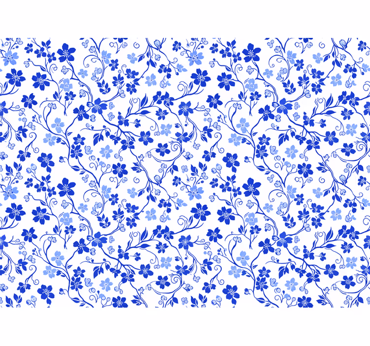 Papel tapiz flores flor de cerezo azul - TenVinilo