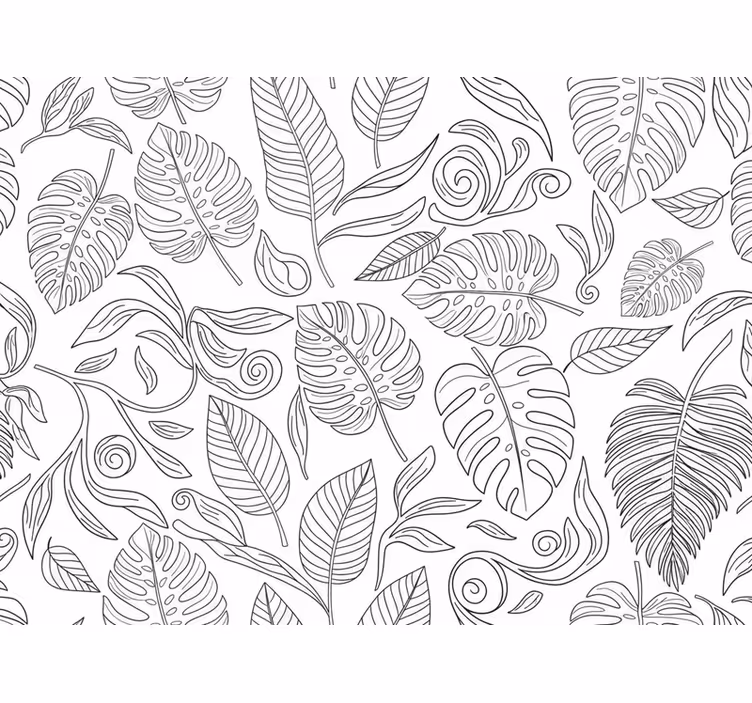 Papel tapiz moderno botanical en blanco y negro - TenVinilo