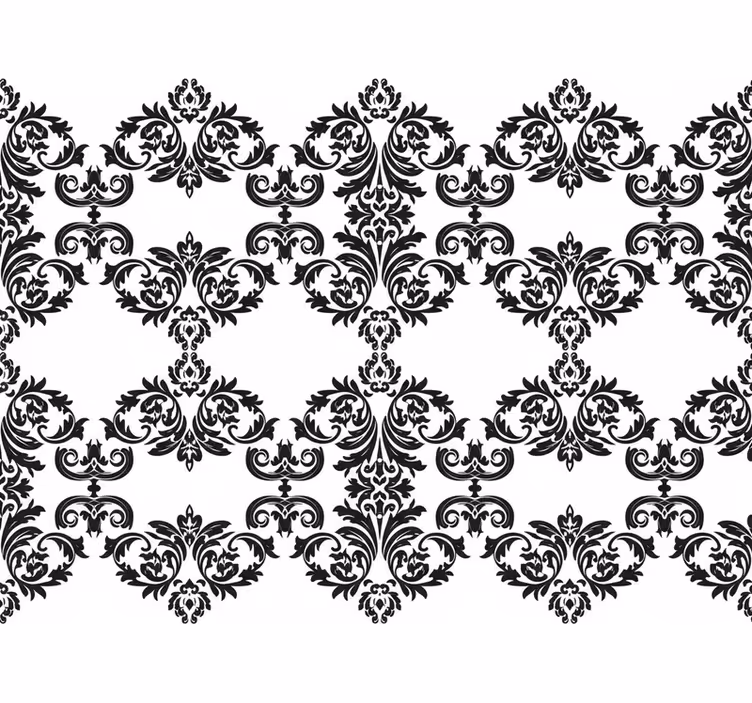 Papel tapiz barroco patrón damasco floral negro - TenVinilo