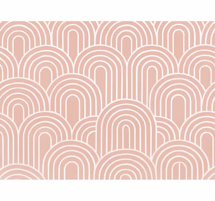 Papel tapiz geométrico arcos retro rosa apagado - TenVinilo