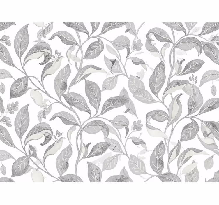 Papel tapiz hojas hojas gris rústicas - TenVinilo