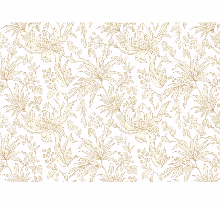 Papel tapiz hojas floral beige selva óptica - TenVinilo