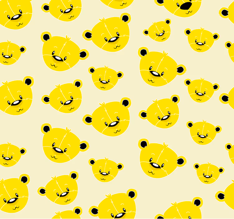 Papel tapiz amarillo con estampado de osos - TenVinilo