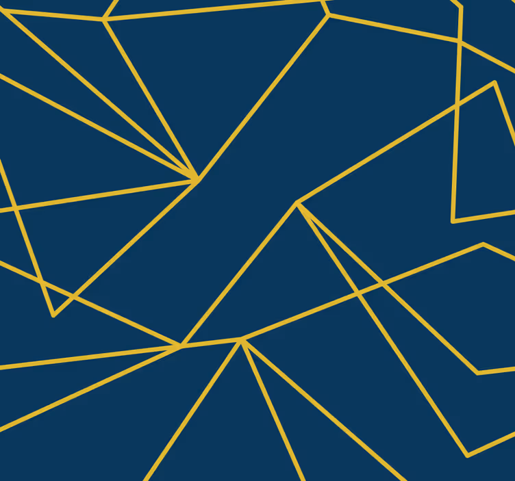 Papel tapiz azul líneas geométricas doradas - TenVinilo