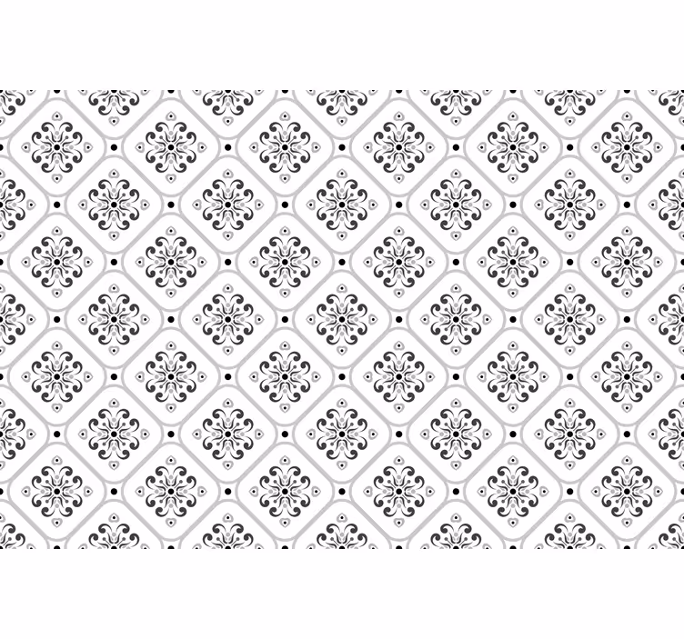 Papel tapiz blanco con patrón mosaico gris clásico - TenVinilo