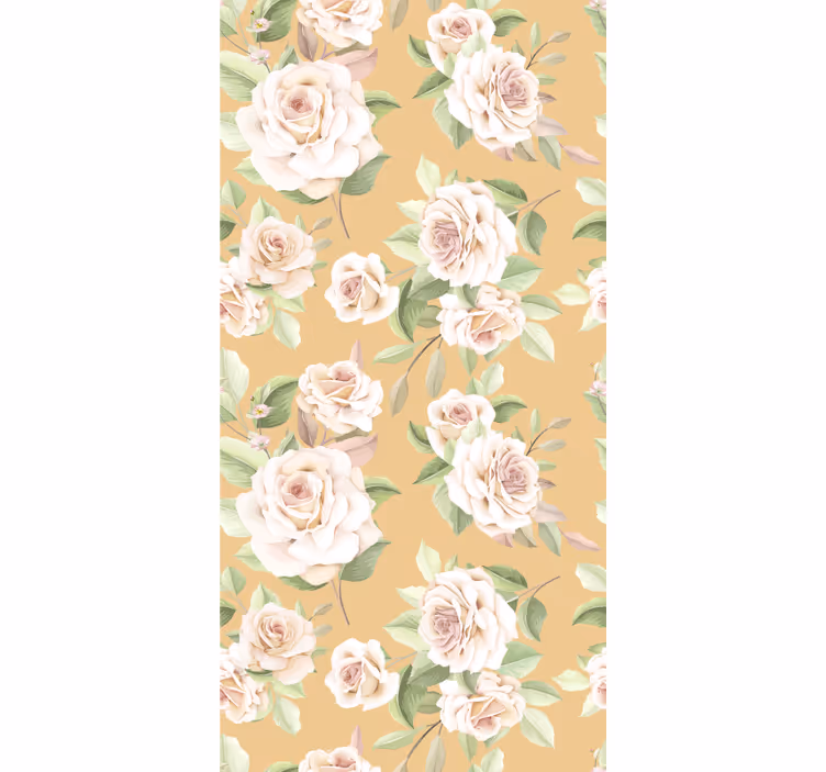 Papel tapiz beige diseño de rosas provinciales - TenVinilo
