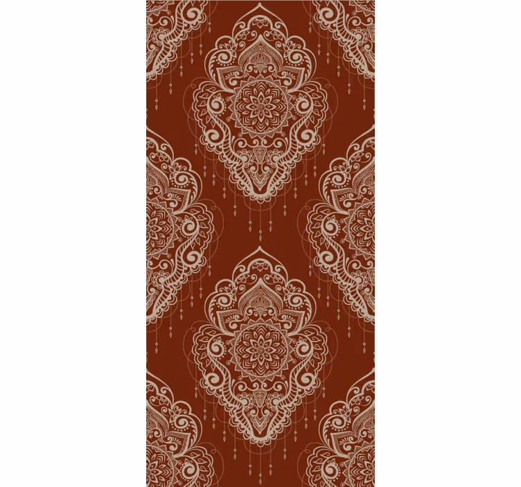 Papel tapiz rojo ornamentación mehndi elegante - TenVinilo