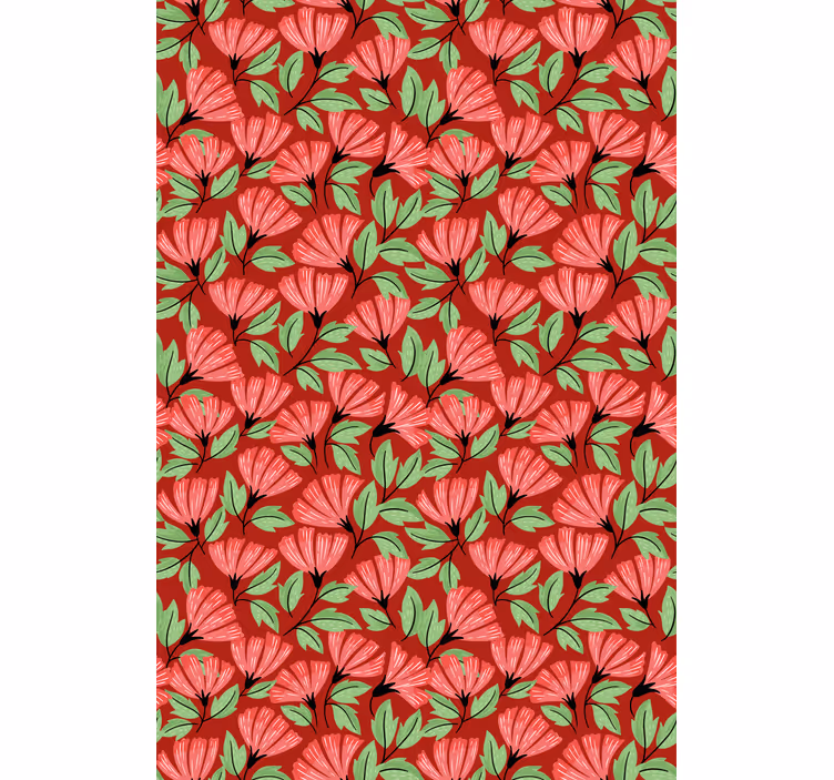 Papel tapiz rojo patrón vintage rojo - TenVinilo