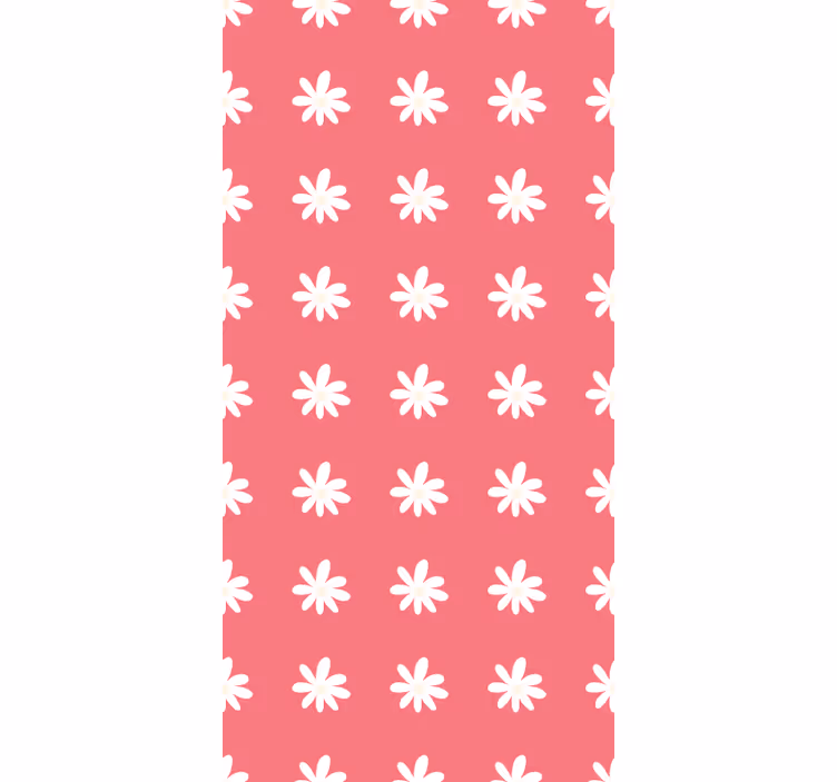 Papel tapiz rojo con flores sobre fondo rosa - TenVinilo