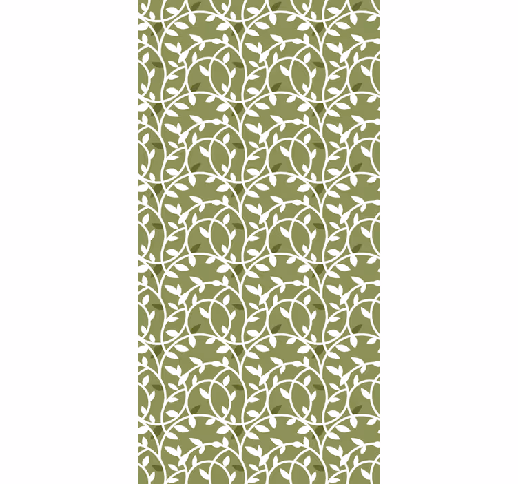 Papel tapiz verde patrón de enredadera simple - TenVinilo