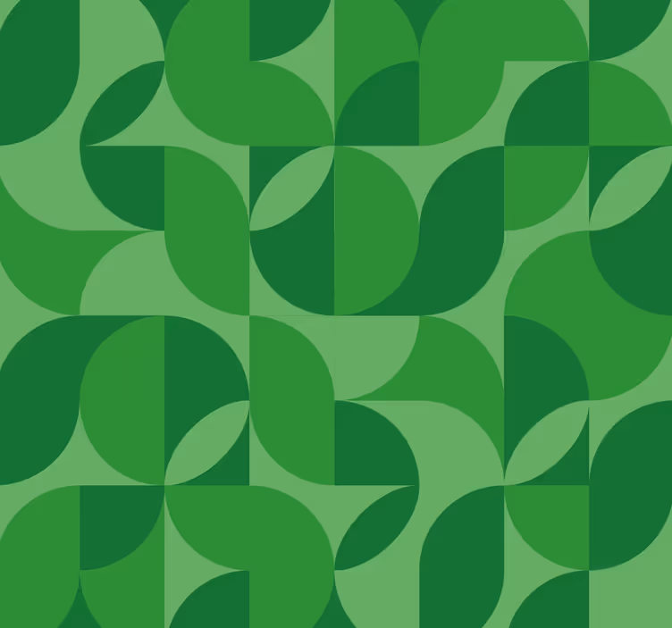 Papel tapiz verde retro geométrico - TenVinilo