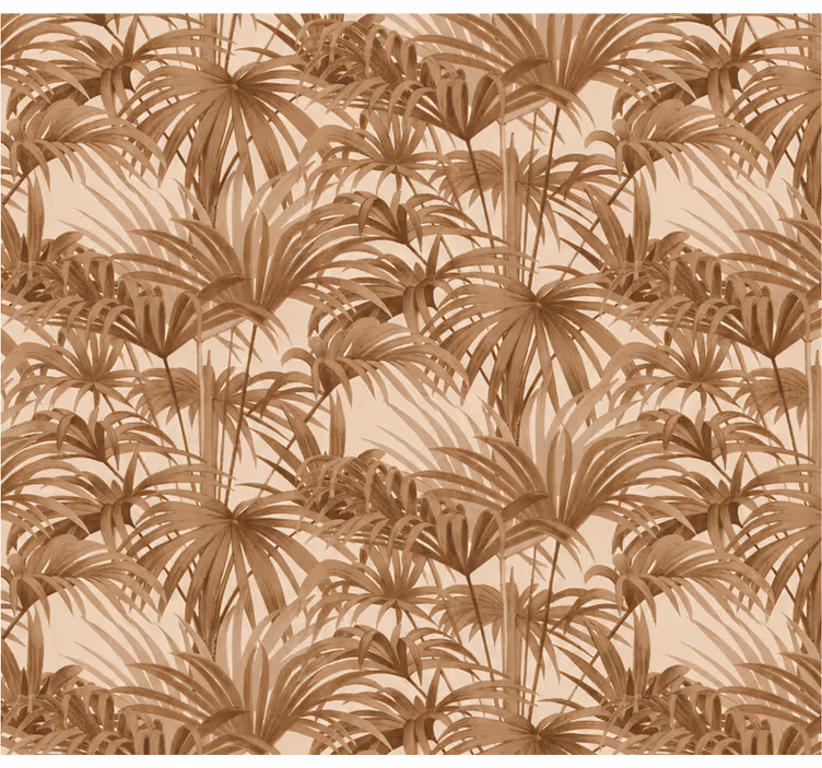Papel tapiz paisaje hojas tropicales en patrón completo - TenVinilo