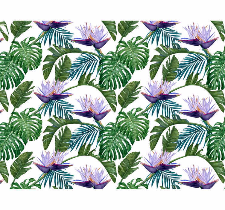 Papel tapiz hojas flor de lirio púrpura - TenVinilo