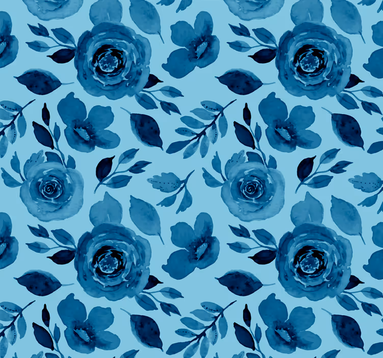 Papel pintado de flores flores azules - TenVinilo