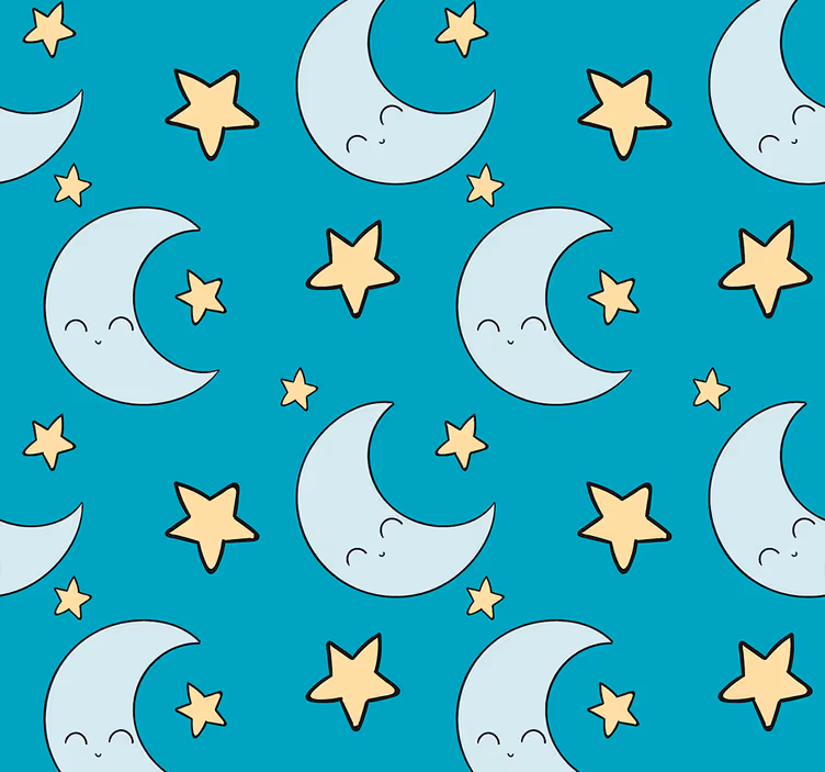 Papel pintado infantil de estrellas y luna - TenVinilo