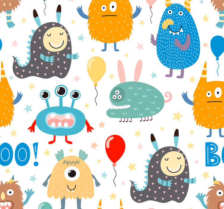 Papel tapiz animales monstruos festivos - TenVinilo