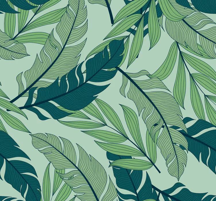 Papel pintado sala de estar hojas tropicales - TenVinilo