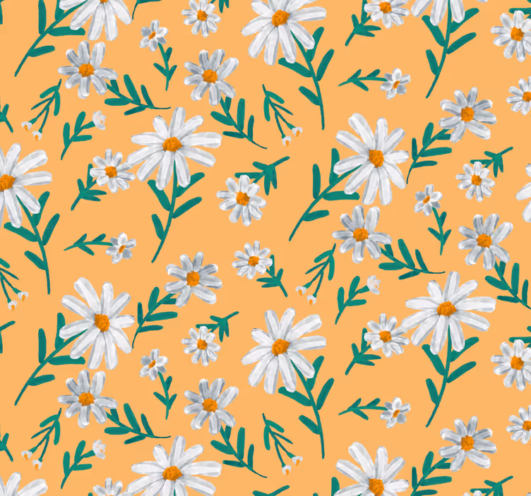 Papel pintado flores patrón margaritas - TenVinilo