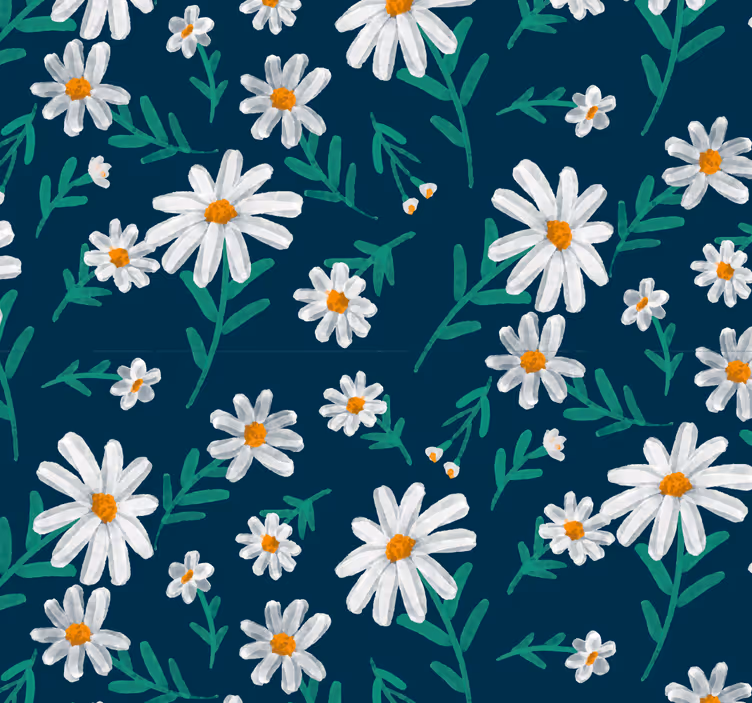 Papel tapiz flores motivo floral de margaritas - TenVinilo