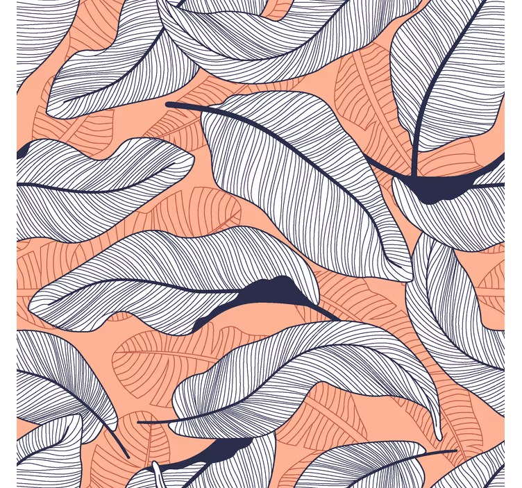Papel pintado de flores con hojas tropicales - TenVinilo
