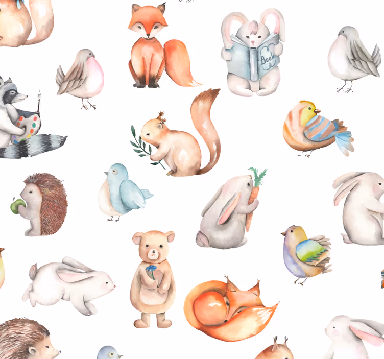Papel pintado bebé de animales de bosque - TenVinilo