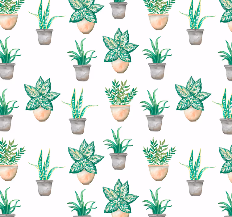 Papel pintado cocina macetas con plantas - TenVinilo