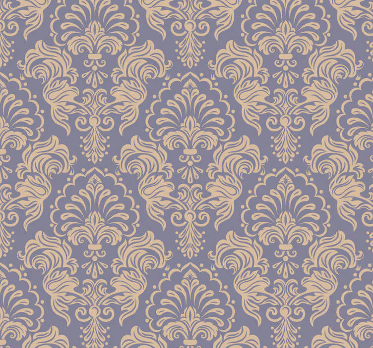 Papel pintado barroco azul ornamental - TenVinilo