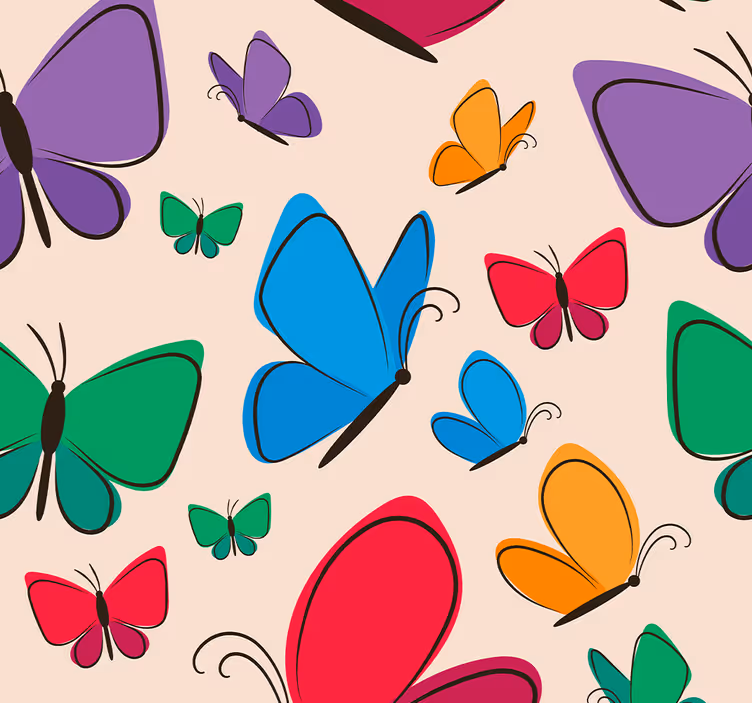 Papel pintado infantil de mariposas coloridas - TenVinilo