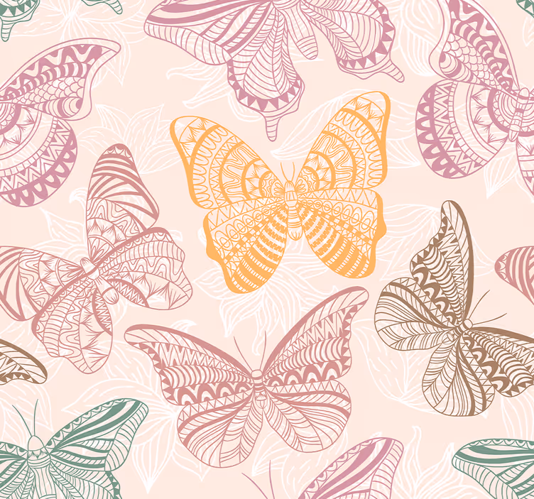 Papel pintado mariposas vintage moradas - TenVinilo