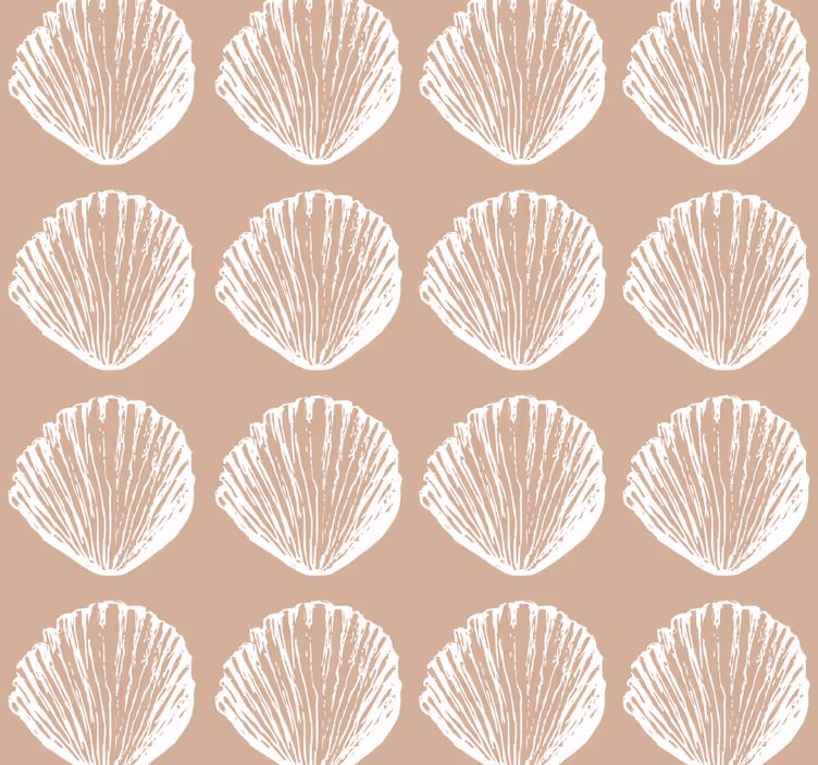 Papel tapiz beige patrón de concha - TenVinilo