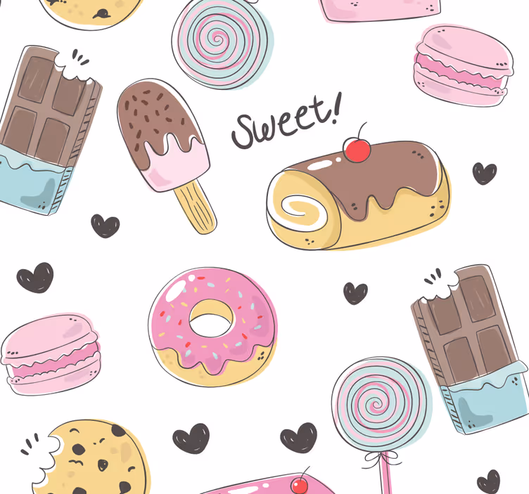 Papel pintado cocina temática de dulces - TenVinilo