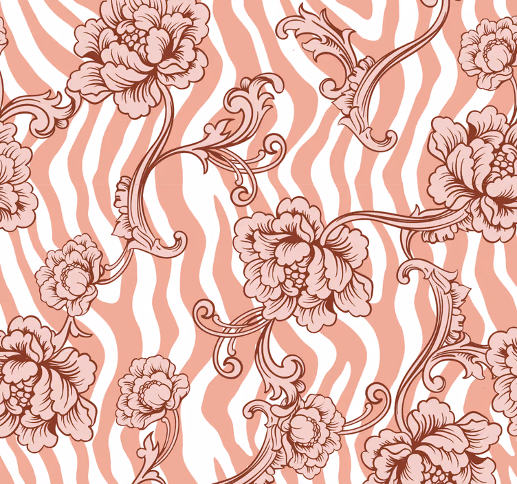 Papel tapiz floral patrón ornamental floral - TenVinilo