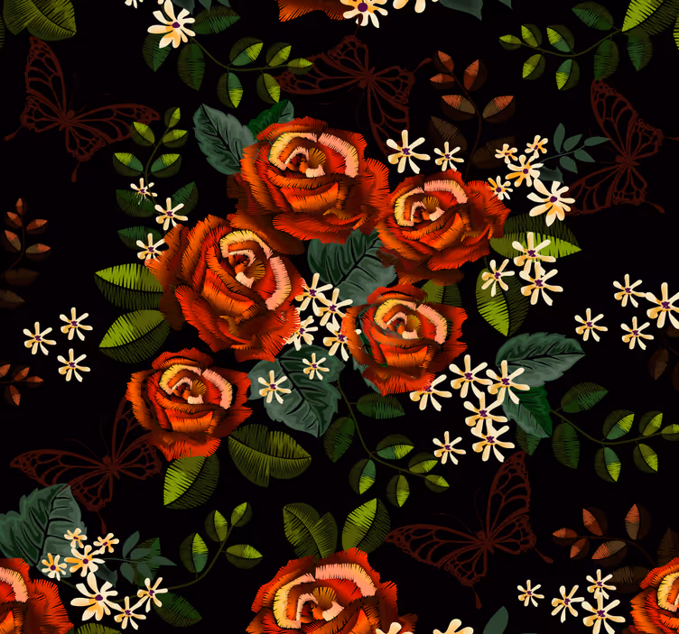 Papel tapiz flores elegancia floral - TenVinilo