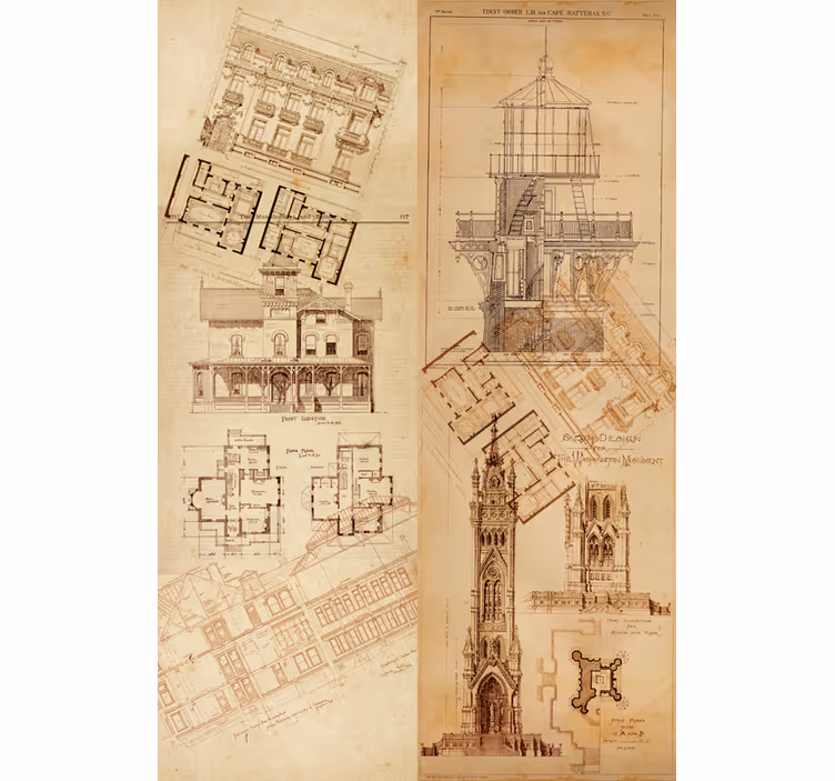 Papel pintado vintage ciudades ilustradas - TenVinilo