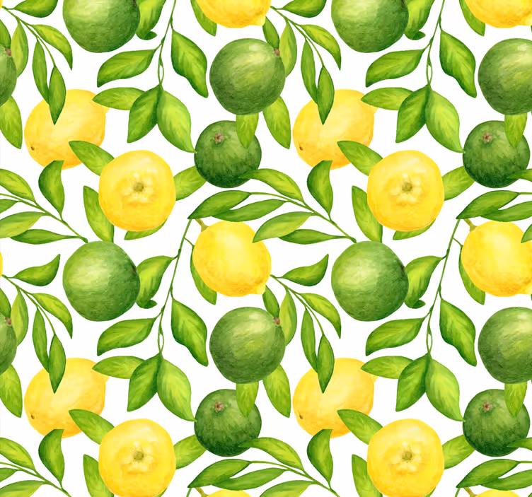 Papel tapiz cocina patrón de frutas cítricas - TenVinilo