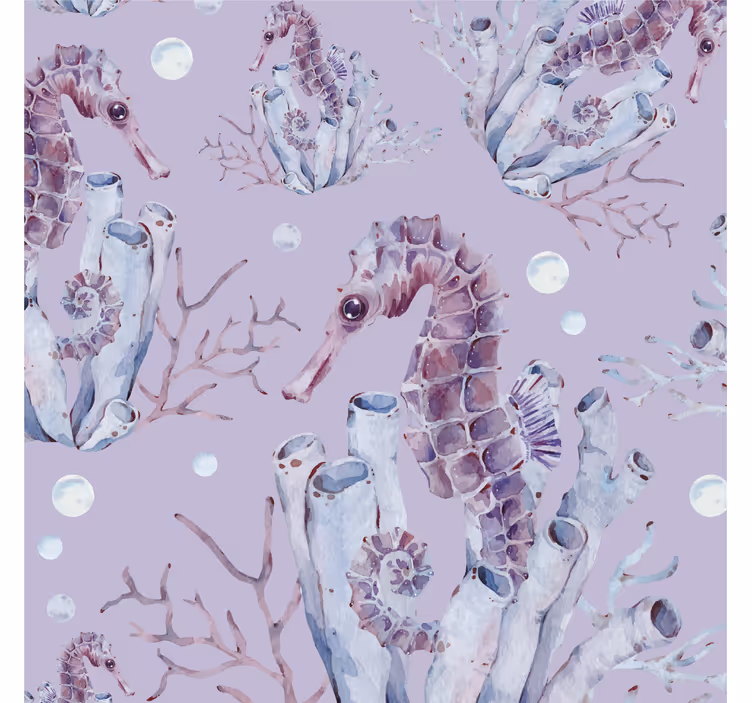 Papel tapiz animales ilustración de caballito de mar - TenVinilo