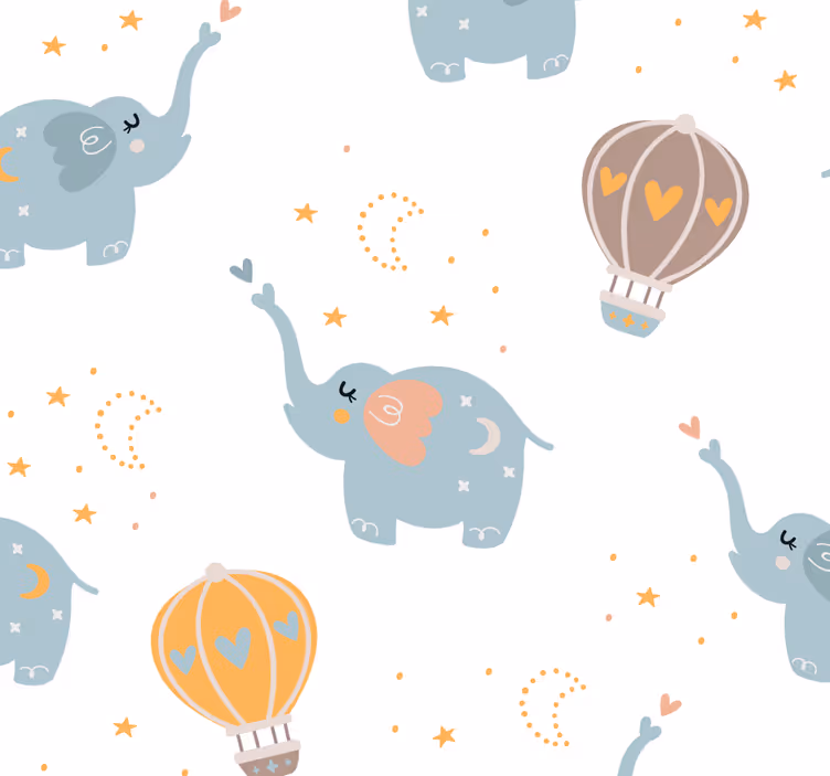 Papel tapiz elefantes elefantes globos aerostáticos - TenVinilo