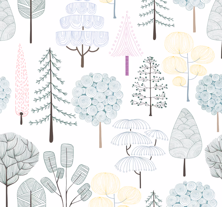 Papel tapiz naturaleza ilustraciones botánicas - TenVinilo