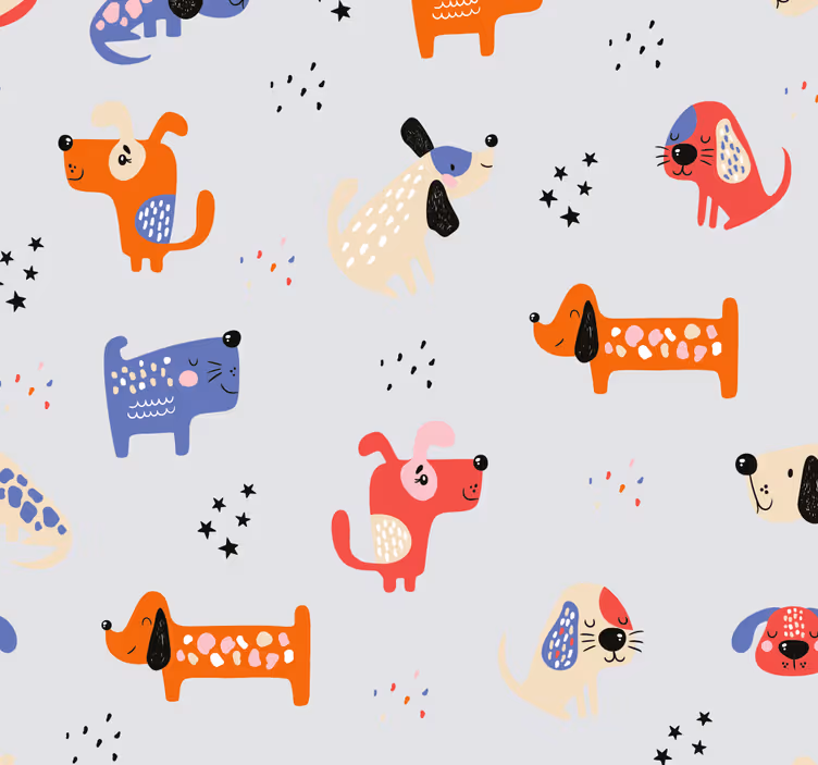 Papel tapiz perros motivo canino juguetón - TenVinilo