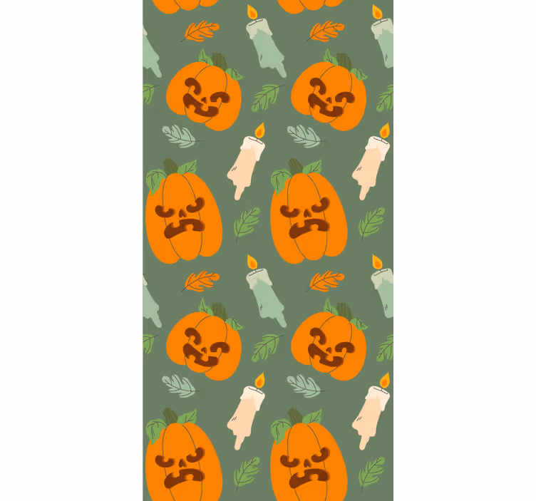 Papel tapiz Halloween diseño de calabaza espeluznante - TenVinilo