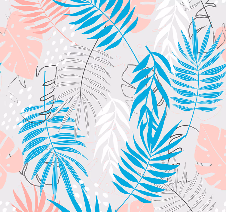 Papel pintado hojas monstera azul y rosa - TenVinilo