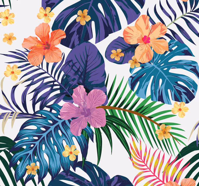 Papel tapiz naturaleza flores tropicales - TenVinilo