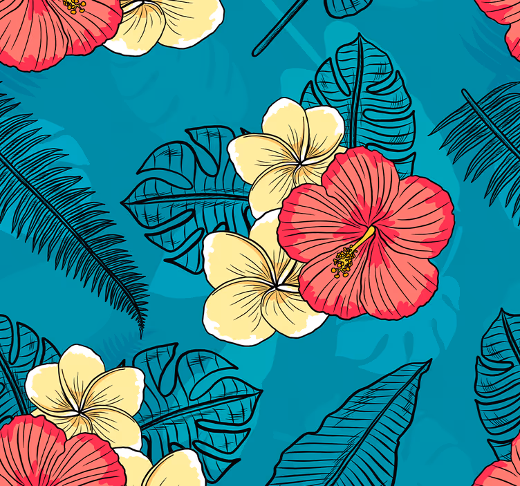 Papel pintado flores Flores hawaianas - TenVinilo